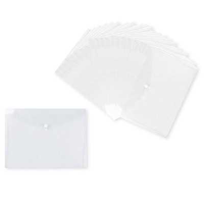 Pack of 25 Clear Document Folders - Plastic Envelope Folders for Holding A4 Documents, 12.5 x 9 inches