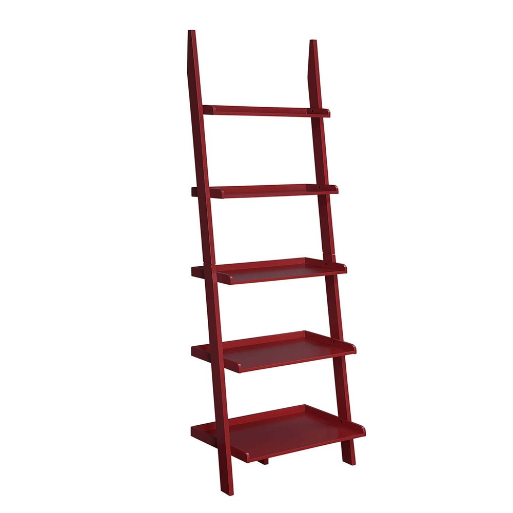 Photos - Garden & Outdoor Decoration Breighton Home 72.25" American Heritage Bookshelf Ladder Cranberry Red: Mid-Century Modern, 5-Tier Storage