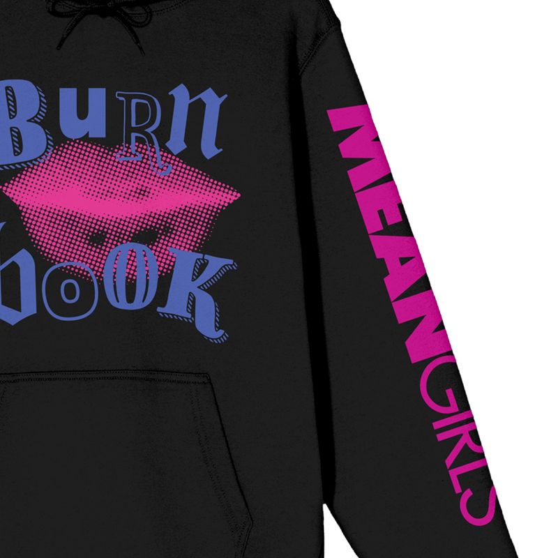Mean Girls Burn Book Long Sleeve Black Adult Hooded Sweatshirt, 3 of 5