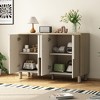 4-Door Buffet Cabinet with Arc Handles, Adjustable Shelves, MDF & Pine Wood Sideboard for Dining Room, Kitchen - 3 of 4