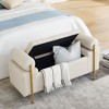 CAVINAS Upholstered Linen Storage Ottoman Bench with Cylindrical Arms and Iron Legs,  Rectangle Ottoman, 44" Accent Seating for Hallway Living Room - 3 of 4