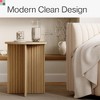 Stead Round Fluted Accent Table Living Room Home Furniture, Small End Table with Solid Wood X-Base (Natural Oak) - 3 of 4