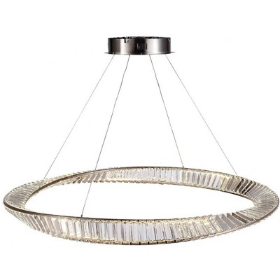 Stella Satin Nickel LED Pendant with Clear Crystal Shade
