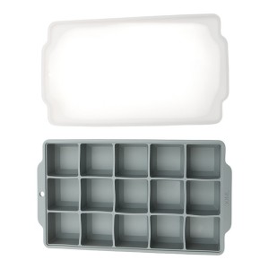Unique Bargains 15-Cavity Square Ice Tray with Clear Lid Hand Wash Only Silicone 7.68"x4.33"x1.38" 1 Pc - 1 of 3