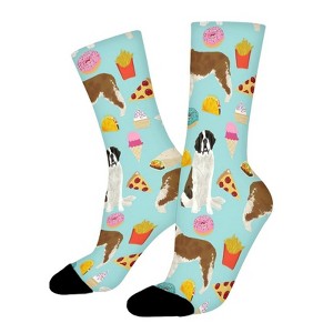 Junk Food French Fries Dog Women Printed Crew Socks Funny Funky Socks Soft Polyester Novelty Gifts for Artists Men - 1 of 1