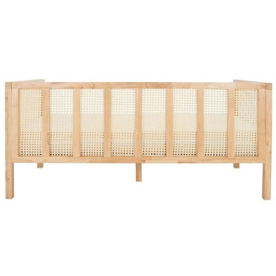 Natural Rattan 3-Seater Sofa with White Cushions
