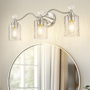 YANSUN 24 in. 3 Light Brushed Nickel Vanity Light with Cylinder Clear Glass Shades - 1 of 1