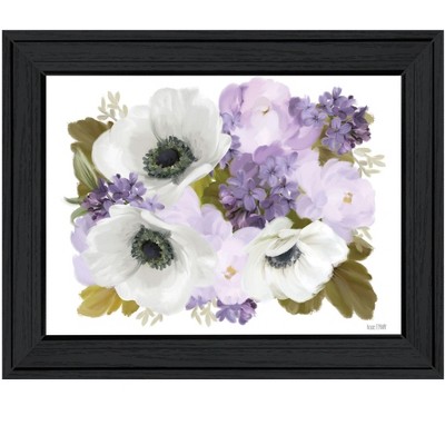 HomeRoots Lilacs and Anemone Black Framed Print Wall Art