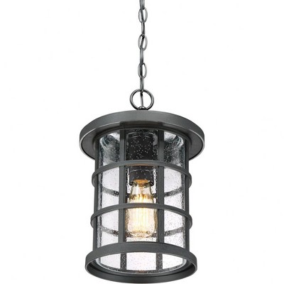 Crusade Earth Black 15.5" Outdoor Pendant with Clear Glass