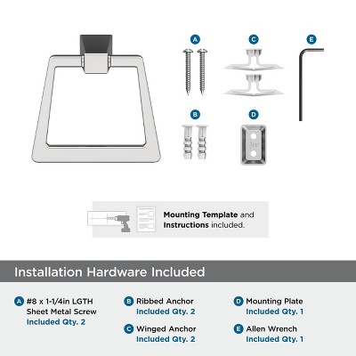 Chrome 6-13/16 Inch Wall Mounted Towel Ring