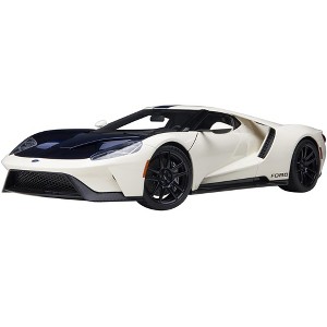 Ford GT Heritage Edition Prototype Wimbledon White with Antimatter Blue Hood and Stripe 1/18 Model Car by Autoart - 1 of 4