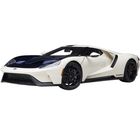 Ford GT Heritage Edition Prototype Wimbledon White with Antimatter Blue  Hood and Stripe 1/18 Model Car by Autoart