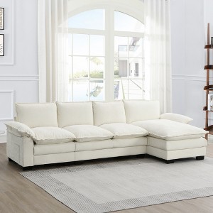 Whisen Modern L-shaped Chenille Cloud Sofa with Double Cushions and Reversible Chaise Lounge - 1 of 4