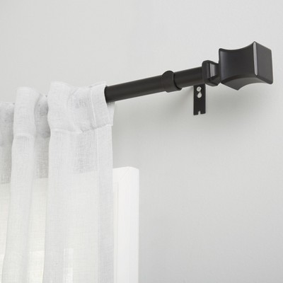 Matte Black Adjustable Curtain Rod with Resin Finials