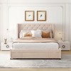 Queen Size Storage Bed with Wingback Headboard and Big Drawer - 2 of 4