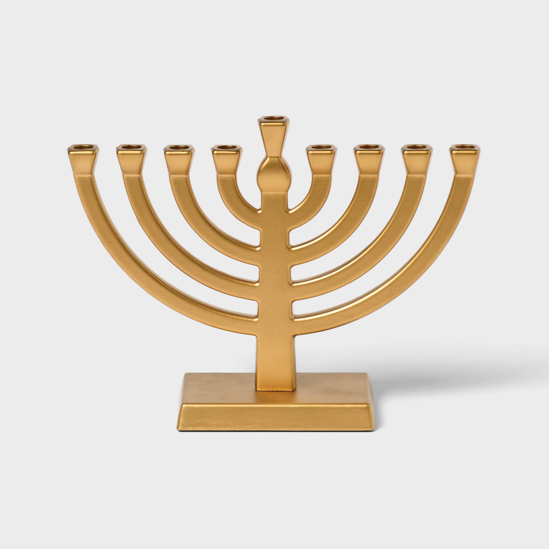 5.87"x7.75" Mini Menorah Taper Aluminum Alloy Hanukkah Candle Holder Gold - Spritz™