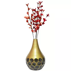 Uniquewise Decorative Modern Teardrop Shape Table Flower Vase with Black Honeycomb Design for Dining Table, Living Room or Bedroom