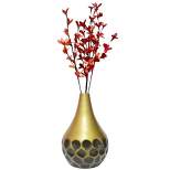 Uniquewise Decorative Modern Teardrop Shape Table Flower Vase with Black Honeycomb Design for Dining Table, Living Room or Bedroom