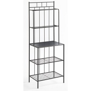 Buylateral Liv Metal Baker's Rack Black/Gray: 5-Tier Storage, Mid-Century Modern Design, Laminate Surface - 1 of 4