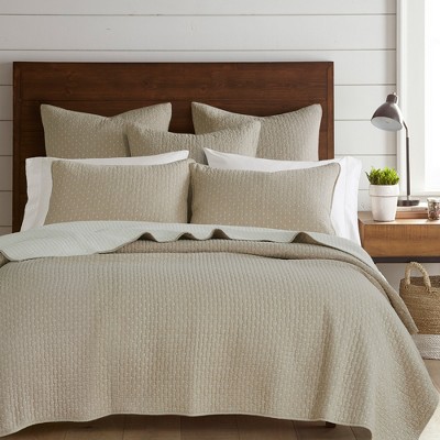 Taupe Cotton Cross Stitch Euro Sham Set of 2