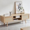 QingMoon Rattan Coffee Table, Rectangle Sofa Table with Storage Sliding Door and Solid Wood Legs for Living Room, Apartment - 2 of 4