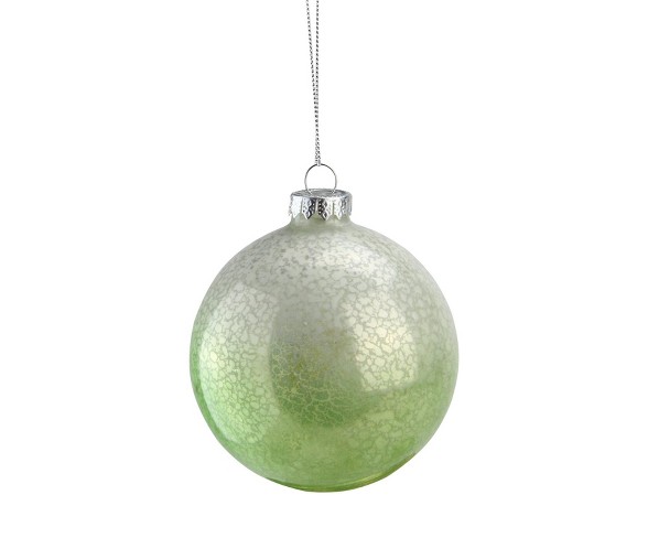 Melrose 4.5" Spotted Glass Ball Christmas Ornament - Green/White
