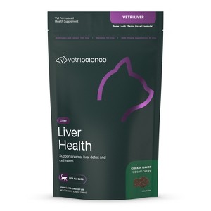 VetriScience Liver Health Chews for Cats, Liver Support and Detoxification, Chicken Flavor, 120 Count Bag - 1 of 3