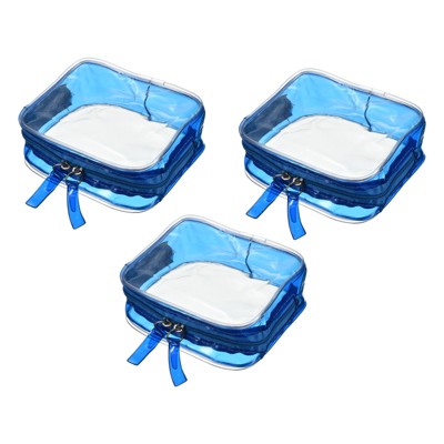 Unique Bargains PVC Travel Makeup Cosmetic Toiletry Pouch with Zipper 3 Pcs