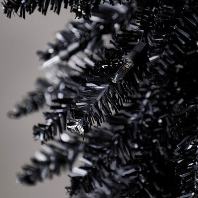 7-Foot Black Pencil Prelit Artificial Christmas Tree with LED Lights
