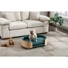 Gulches Scandinavian Style M sized Dog Pet Sofa with Solid Wood Legs, Curved Natural Wood Wooden Back, Velvet Cushion in Green - 2 of 4