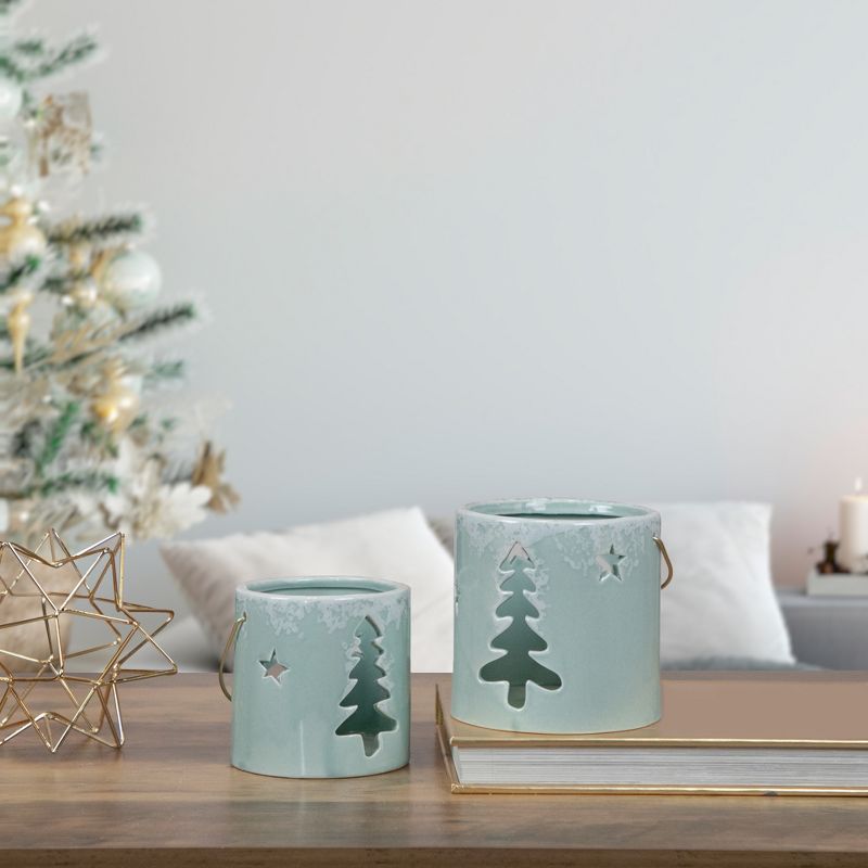 Northlight 3.75" Green Christmas Tree Cut Out Tea Light Candle Holder, 2 of 6
