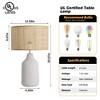 20.8" Japandi White Speckled Ceramic Table Lamp with Rattan Shade, Textured Vase Shape for Bedside, Living Room, Entryway, Reading Nook, or Lounge - 3 of 4
