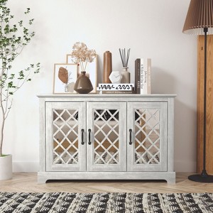 Galano 3-Door Sideboard with Mirrored Cut-Out Storage 45.7" W × 15.7" D × 29.3" H - 1 of 4