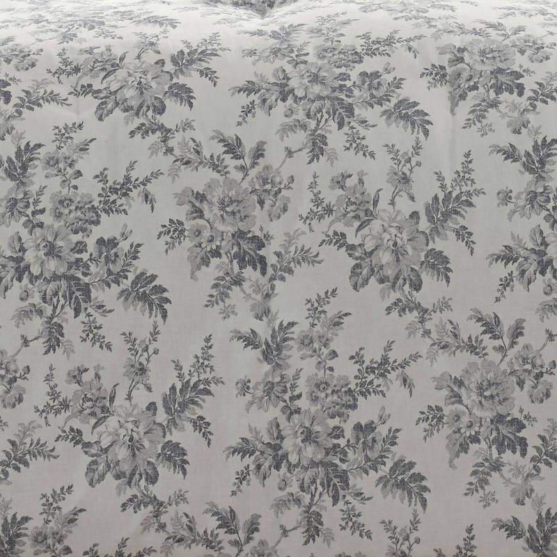 Laura Ashley Annalise Floral 100% Cotton Duvet Cover Bonus Set Gray, 4 of 10