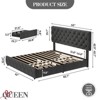 Full/QUEEN/King Size Bed Frame with 4 Drawers and Headboard Tufted Design Linen Upholstered Platform Bed Frame No Box Spring Need - 3 of 4