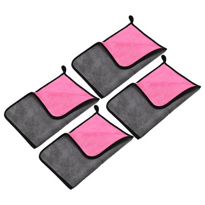 Unique Bargains Extra Large 500 GSM Microfibre Car Drying Towel 11.81"x15.75" Gray Pink 4 Pcs