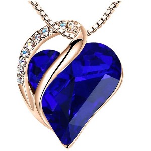 Leafael 18K Rose Gold Plated Love Heart Pendant Necklace with Healing Stone Crystal Jewelry Gifts for Women, 18"+2" - 1 of 4