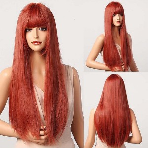 Jessie's Wig 26 Inch Straight Bangs Wig Synthetic Wig Ginger Color 1 Pc/Pack - 1 of 4
