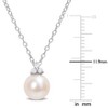 EVERLY JEWELRY | Sterling Silver 8-8.5mm Cultured Freshwater Pearl and Diamond Accent Pearl Pendant with Chain - 18 inch - 4 of 4