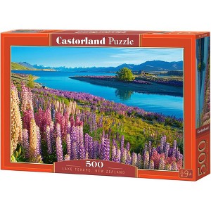 500 Piece Jigsaw Puzzle, Lake Tekapo, New Zealand, Mackenzie Region, Flower puzzle, Vibrant natural beauty, Adult Puzzle, Castorland B-53896 - 1 of 4