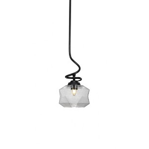 Toltec Lighting Capri 1 - Light Pendant in  Matte Black with 8.75" Clear Bubble Shade - 1 of 2