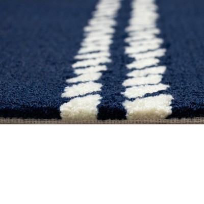 Coastal Charm Hand-Tufted Round Rug in Navy Blue, 24.5" Wool Blend