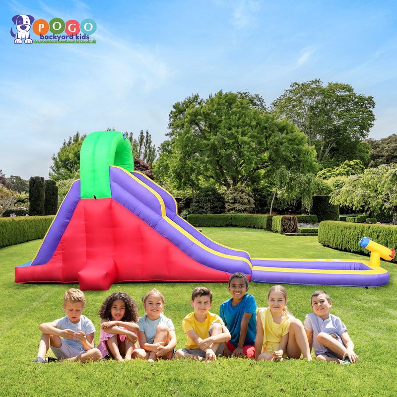 Pogo Bounce House Backyard Kids Home Rainbow Water Park Inflatable Water Slide with Splash Pool, 4 of 10