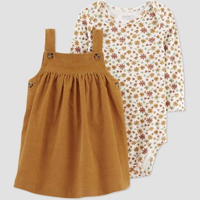 Image of Carter's Just One You®️ Baby Girls' Floral Bodysuit & Skirtall Set - Brown Newborn