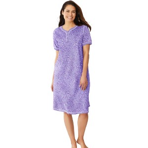 Dreams & Co. Women's Plus Size Short Henley Sleepshirt - 1 of 4