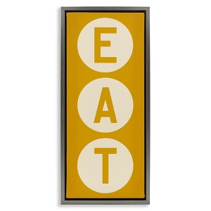 Stupell Industries Retro Style Eat Circle Letters Sign Floating Frame Canvas Art, Gray, 11" x 25" - 1 of 4
