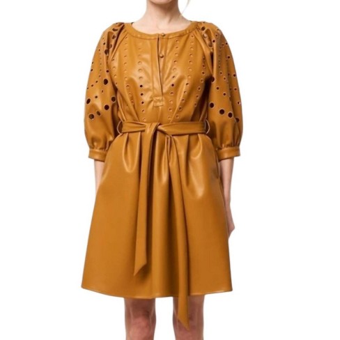 Women's Kinna Embroidered Faux Leather Shirt Dress - CIEBON - image 1 of 2