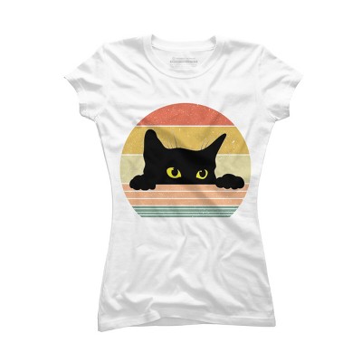 Junior's Design By Humans Cat Tee Retro Style By MeowShop T-Shirt