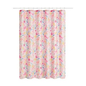 LunaLulinlk Kids Floral Shower Curtain with Hooks - 1 of 4