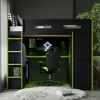 Merax Full Size Loft Bed with Desk, Wardrobe, RGB LED Lights & USB Charging Port – Stylish Black Frame with Multi-Storage Space for Game Lovers - 2 of 4